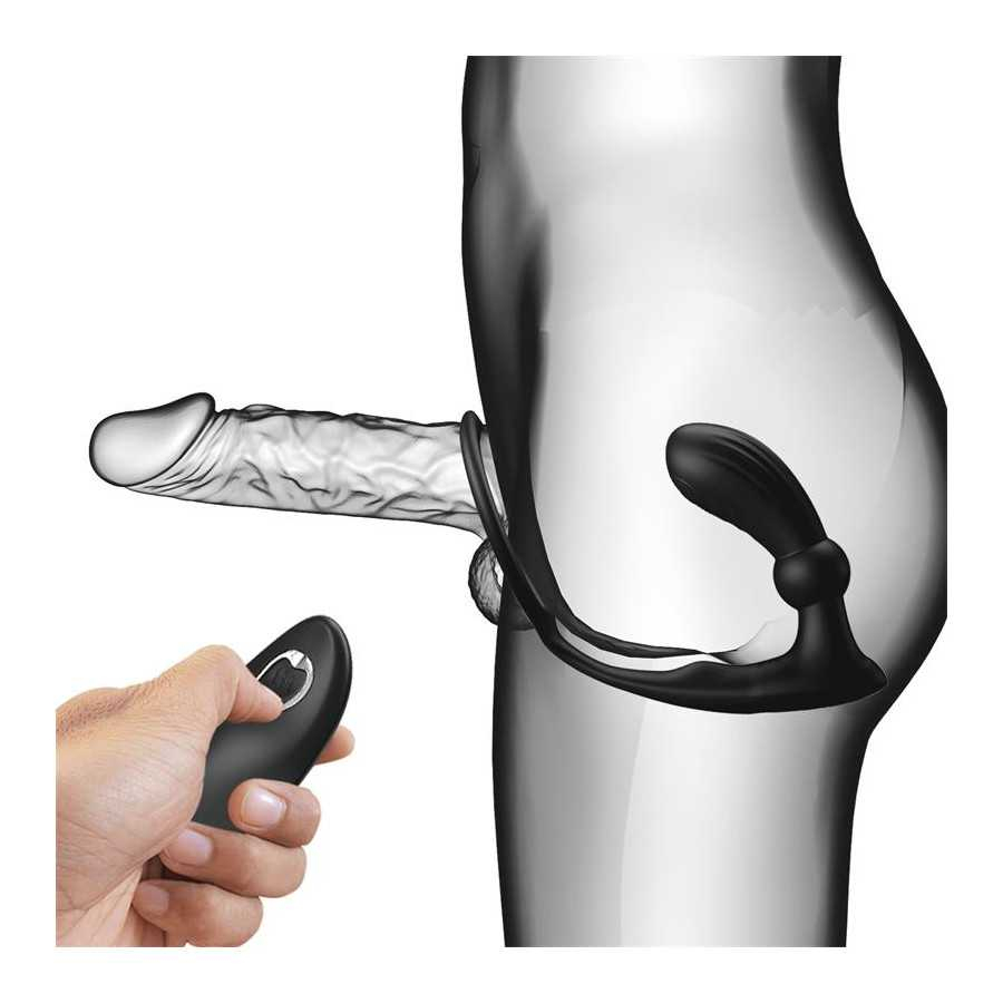 Warren Plug Anal y Anillo para el Pene con Vibracion y Pulsacion a Control Remoto