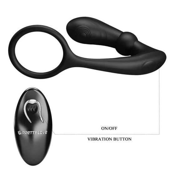 Warren Plug Anal y Anillo para el Pene con Vibracion y Pulsacion a Control Remoto