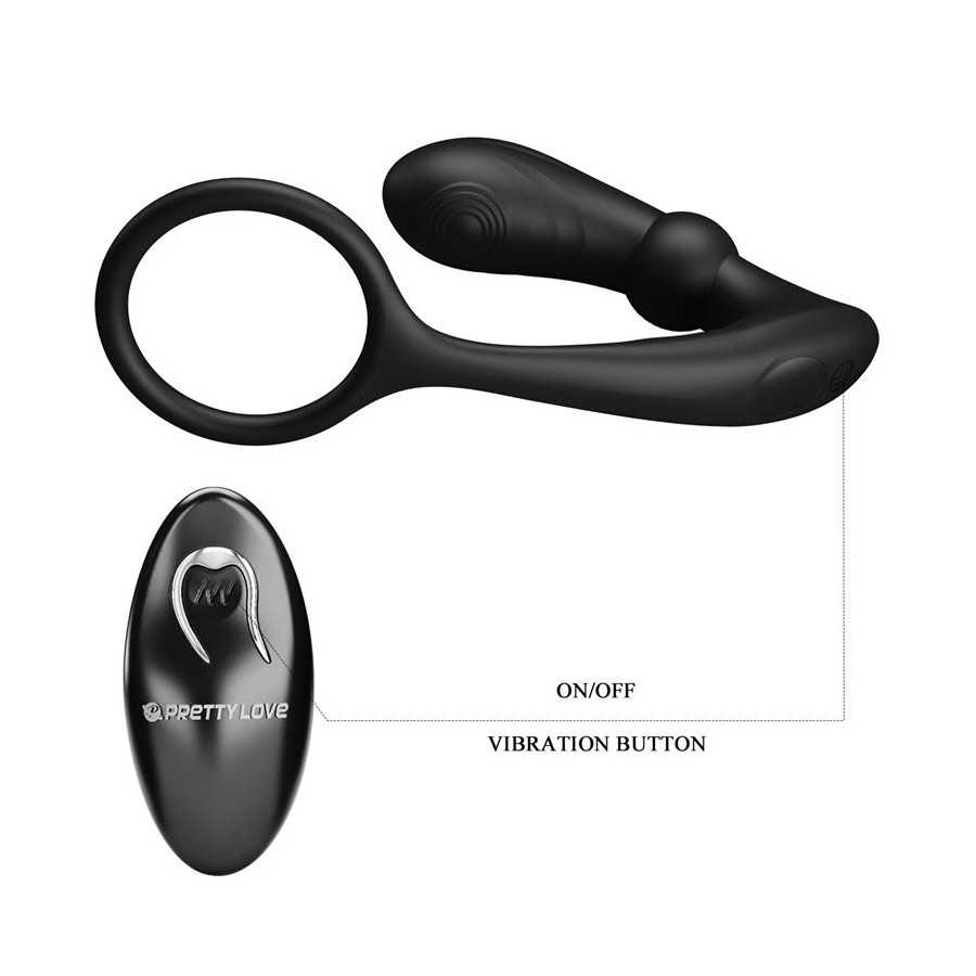 Warren Plug Anal y Anillo para el Pene con Vibracion y Pulsacion a Control Remoto