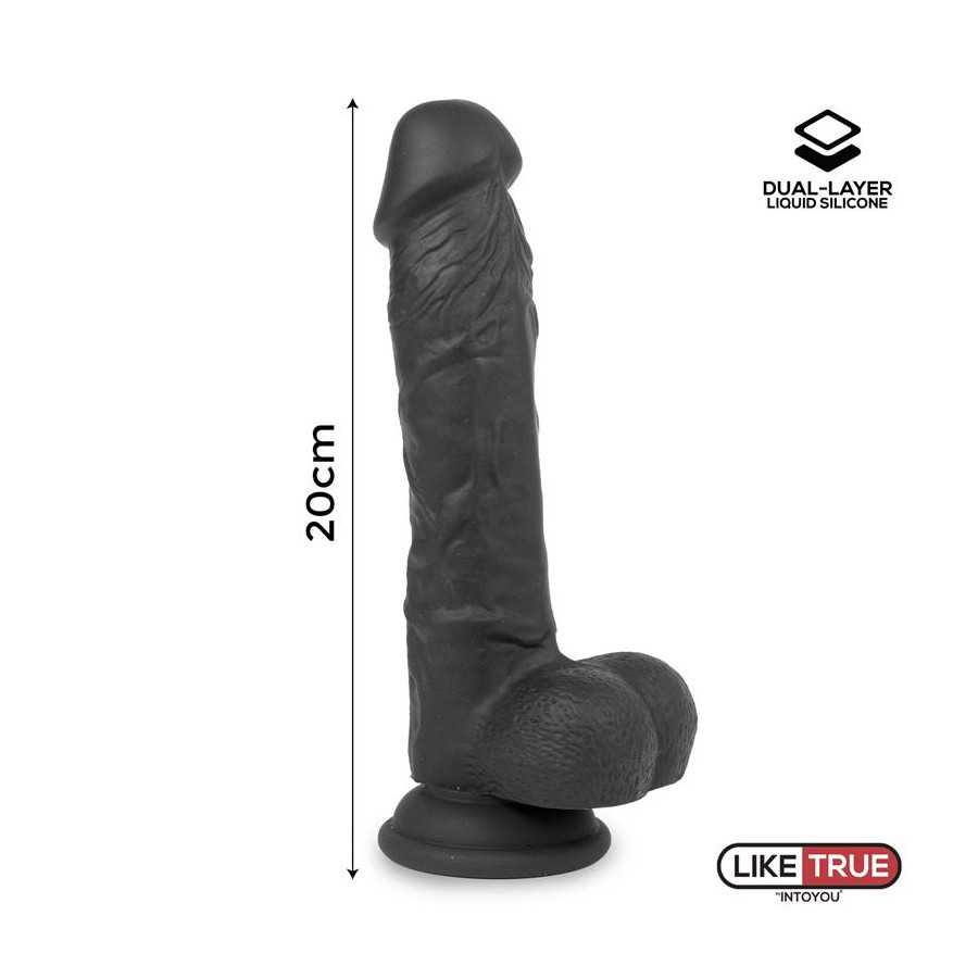 Dildo Realista Silicona Liquida Dual Layer 8 Negra