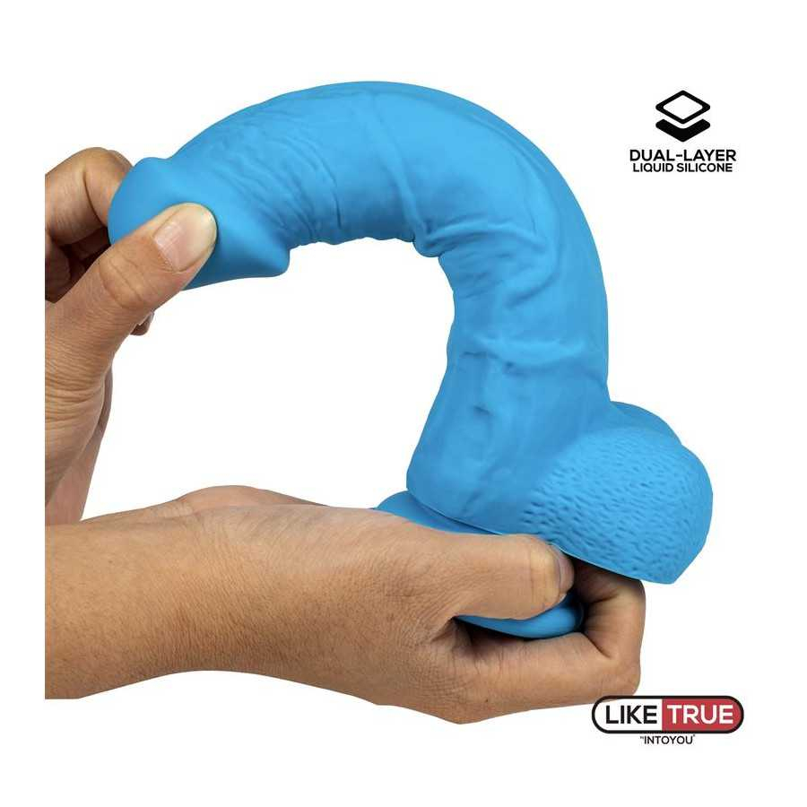 Dildo Realista Silicona Liquida Dual Layer 8 Azul