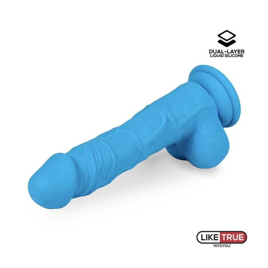 Dildo Realista Silicona Liquida Dual Layer 8 Azul