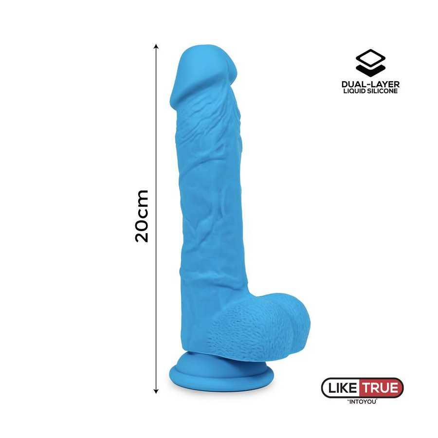 Dildo Realista Silicona Liquida Dual Layer 8 Azul