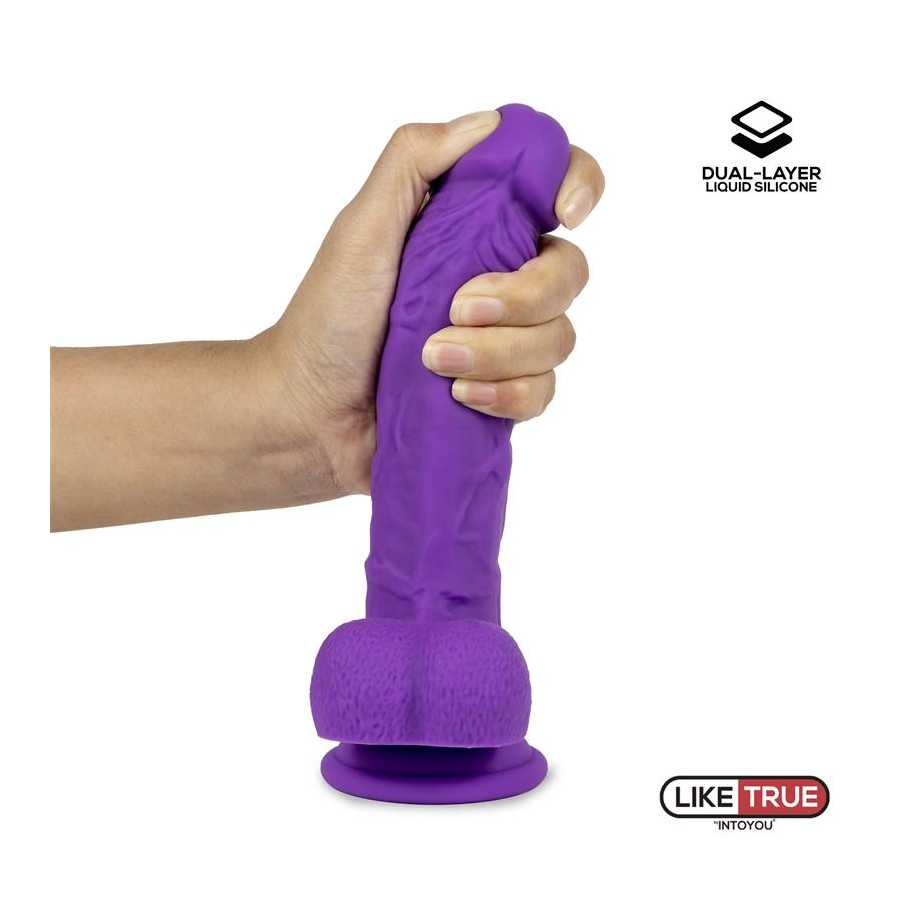 Dildo Realista Silicona Liquida Dual Layer 8 Purpura