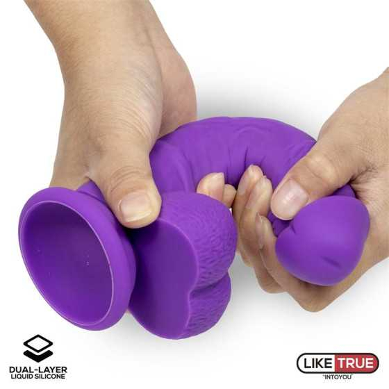 Dildo Realista Silicona Liquida Dual Layer 8 Purpura