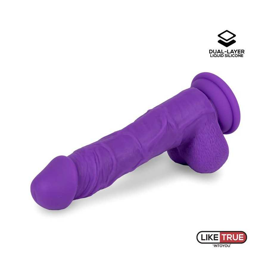 Dildo Realista Silicona Liquida Dual Layer 8 Purpura