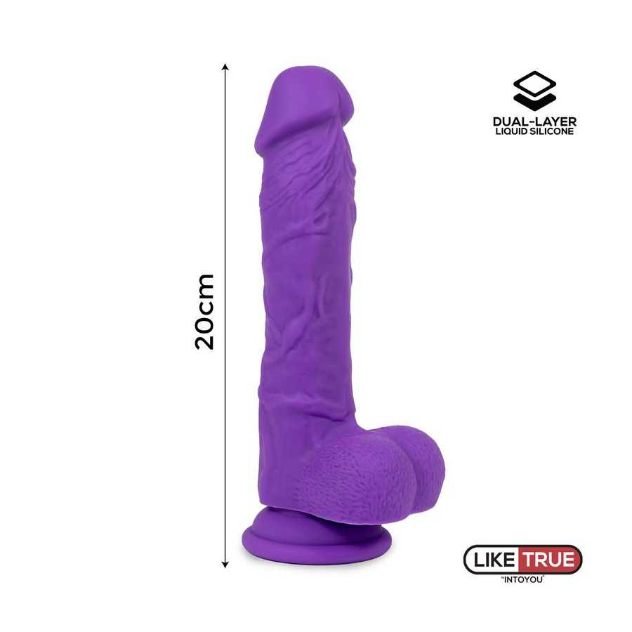 Dildo Realista Silicona Liquida Dual Layer 8 Purpura