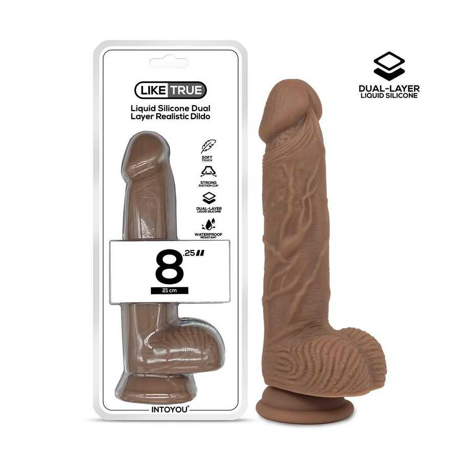 Dildo Realista Silicona Liquida Dual Layer 825 Bronceado