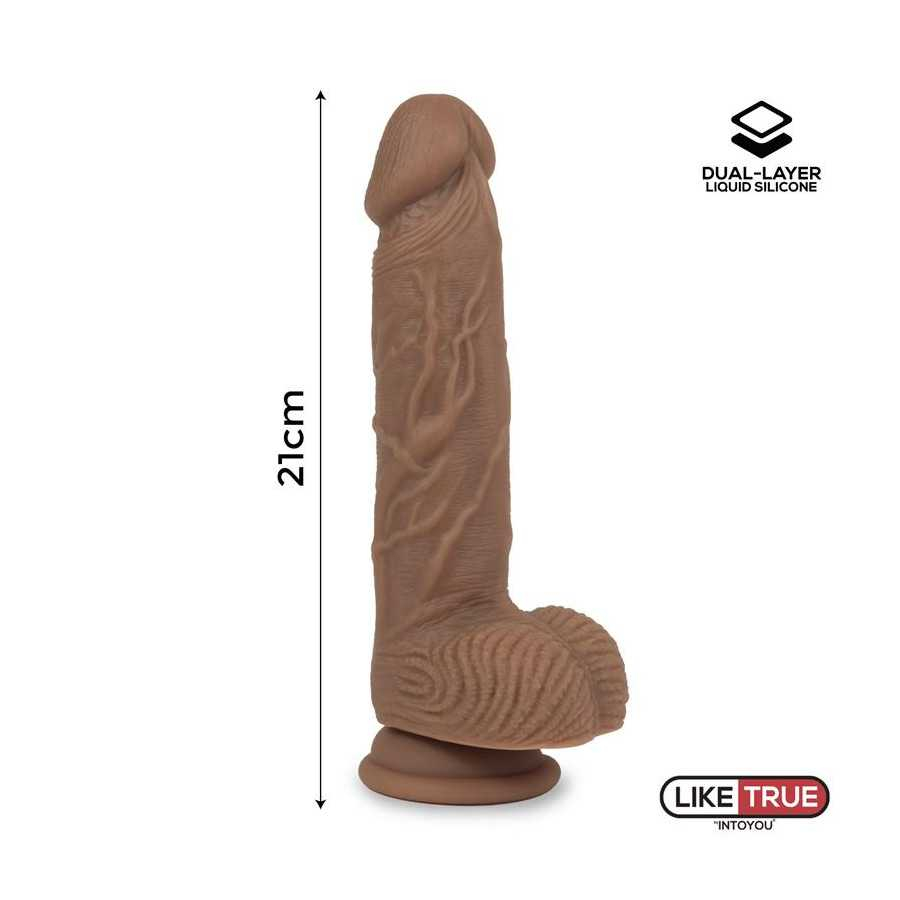 Dildo Realista Silicona Liquida Dual Layer 825 Bronceado