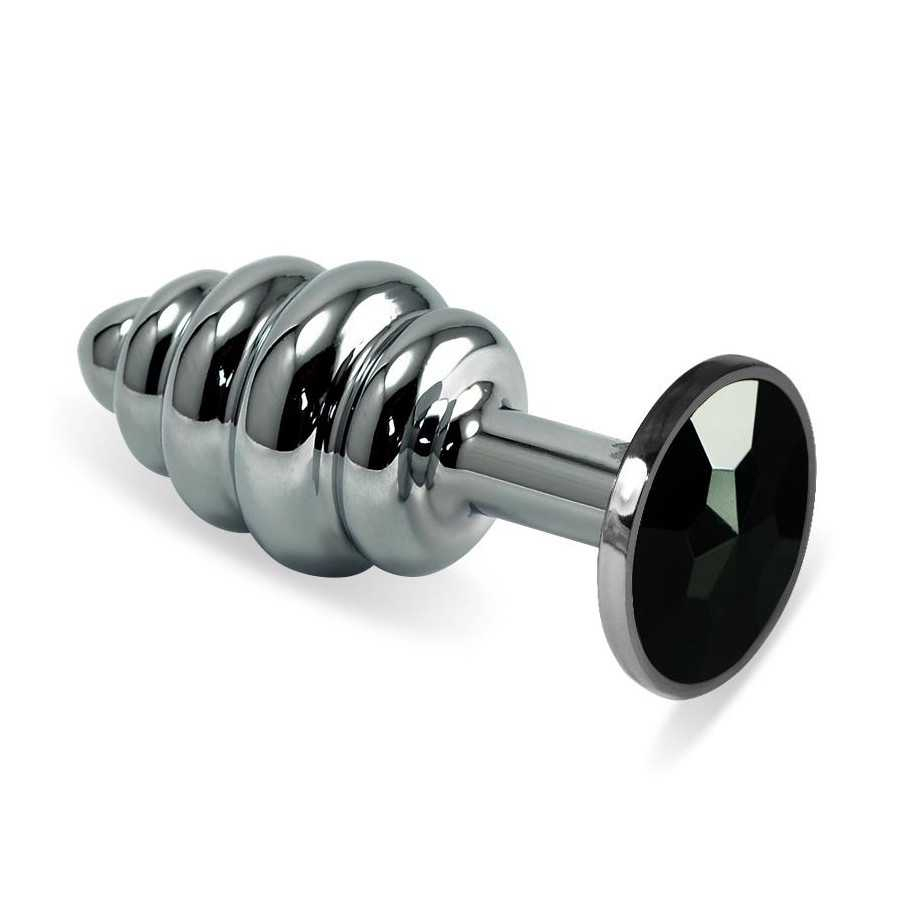 Plug Anal en Espiral Rosebud con Joya Negro