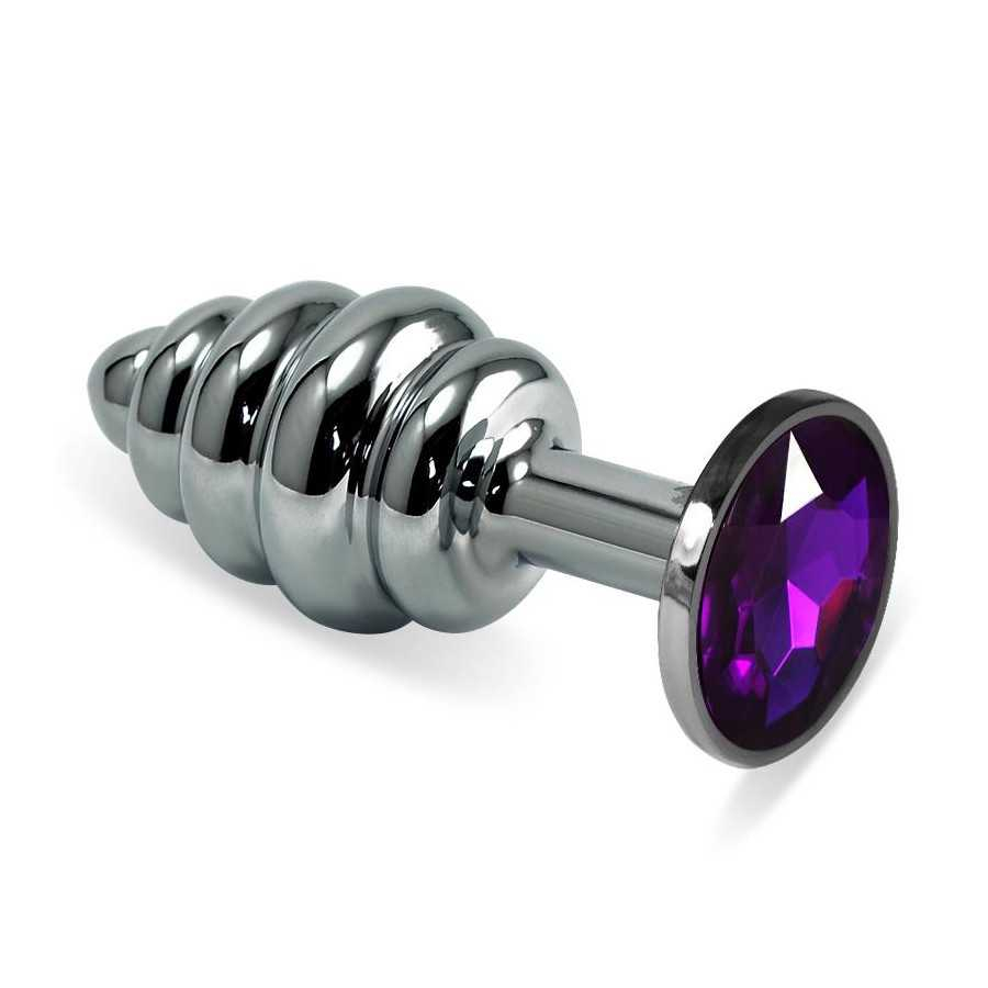 Plug Anal en Espiral Rosebud con Joya Purpura