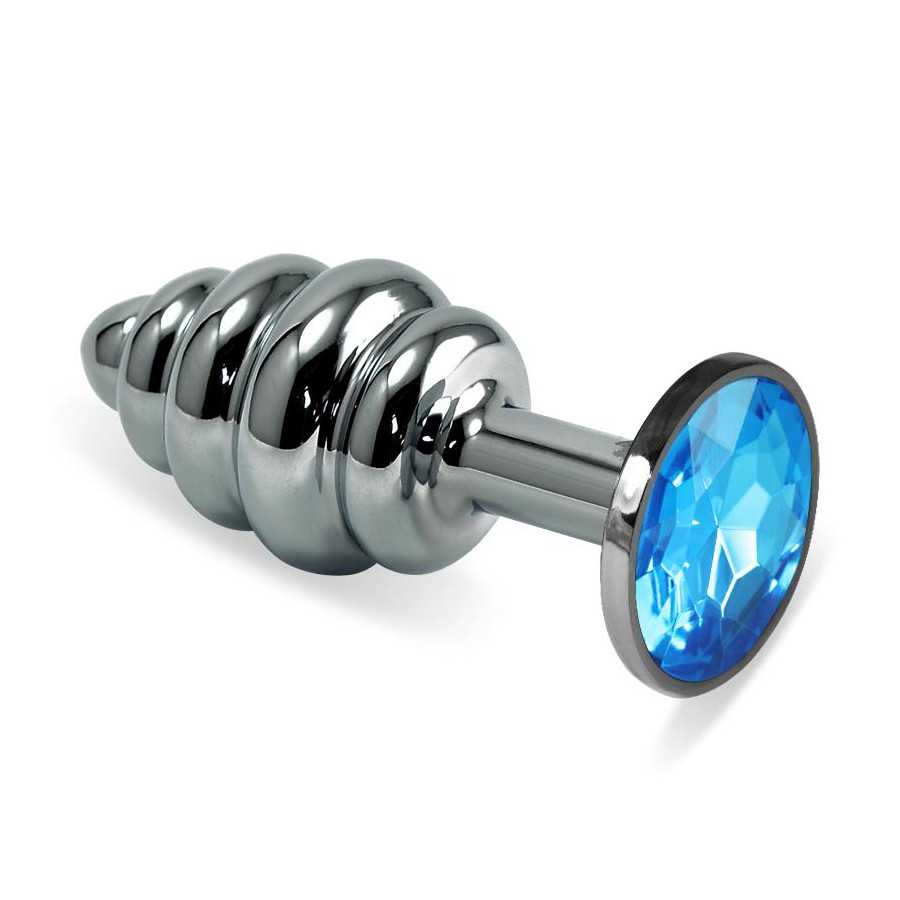 Plug Anal en Espiral Rosebud con Joya Azul