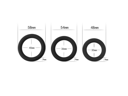 Pack de 3 Anillos para el Pene Power Plus Negro