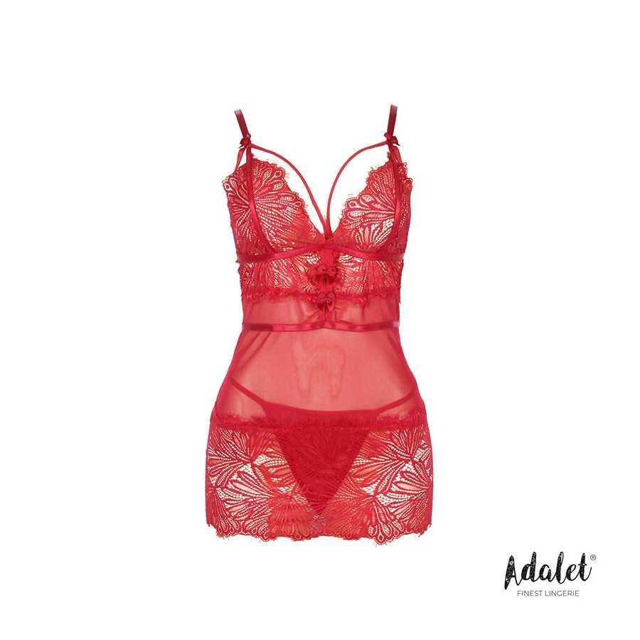 Zoe Babydoll Espalda Abierta y Tanga Rojo