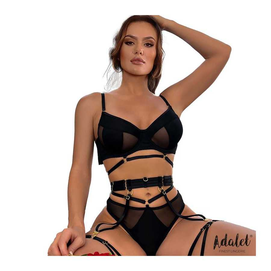 Ellie Set Sujetador Tanga Liguero y Ligas