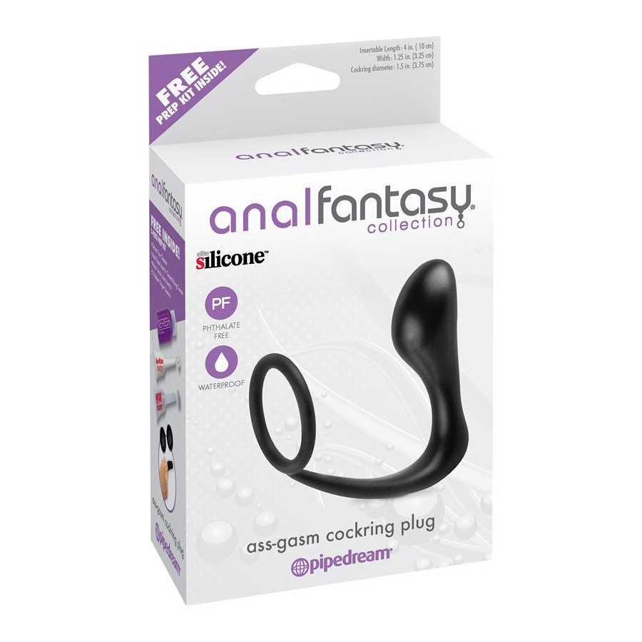 Estimulador Anal Ass Gasm Cockring Plug Color Negro