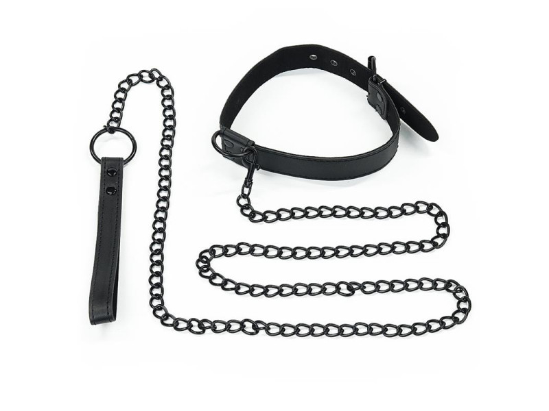 Collar con Correa Negro Mate