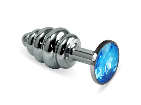 Plug Anal en Espiral Rosebud con Joya Azul