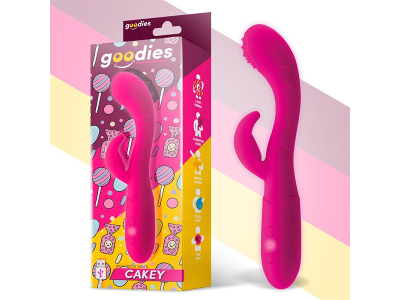 Cakey Vibrador Punto G y Conejito USB Silicona Fuchsia