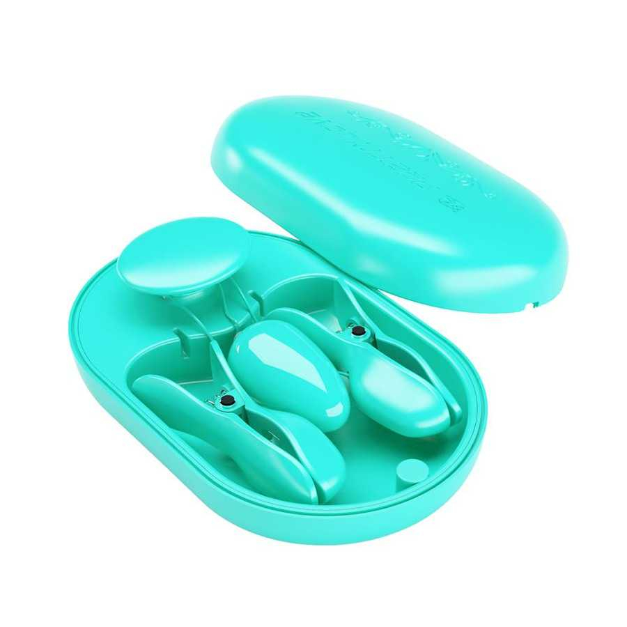 Surprise Box Huevo Vibrador y Pinzas para Pezones con Electro Estimulacion Azul