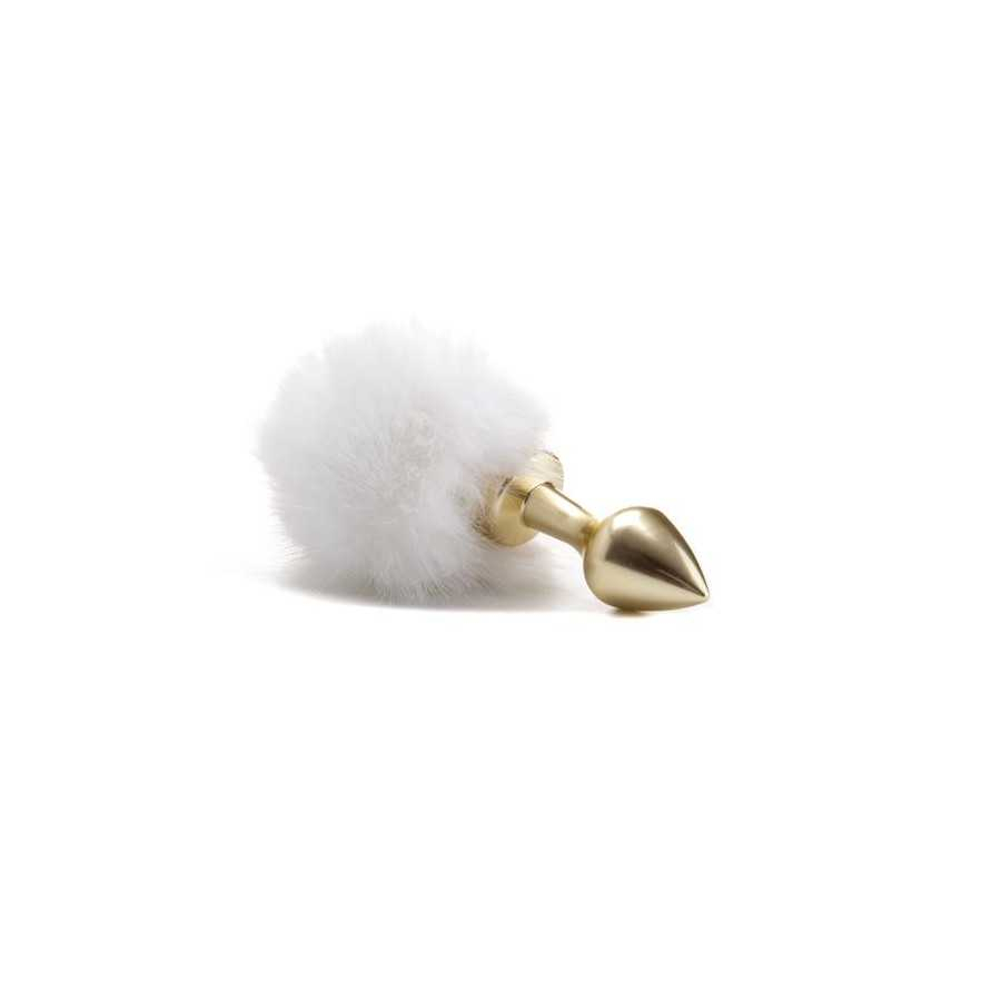 Plug Anal Dorado con Pompon Blanco