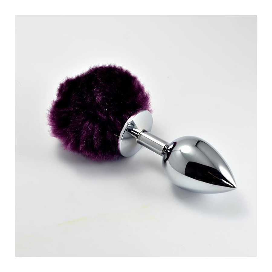 Plug Anal de Metal con Pompon Purpura Talla S