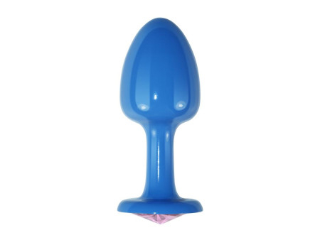 Plug Anal de Metal Azul Rosebud con Joya Rosa Plug Anal de Metal Azul Rosebud con Joya Rosa