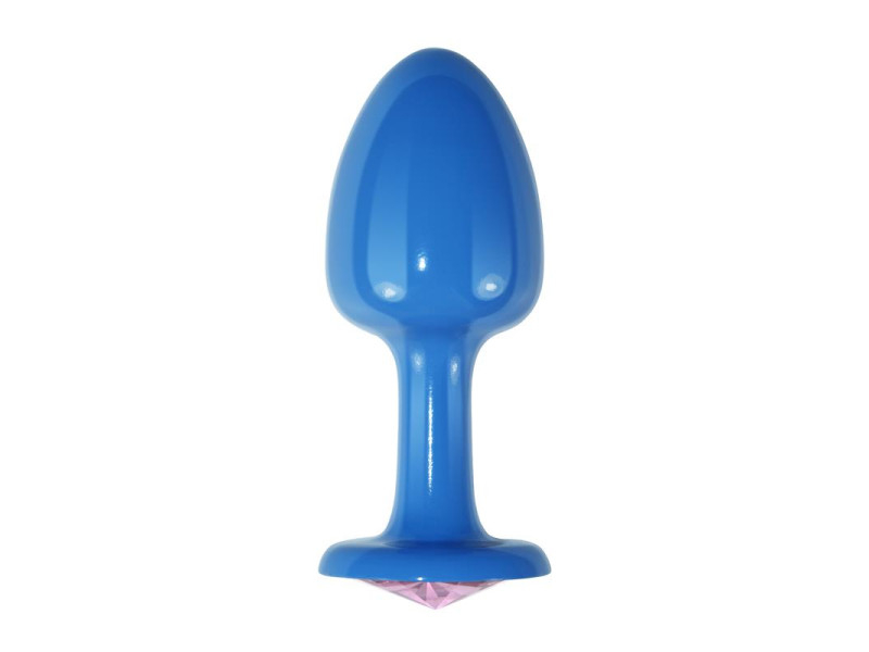 Plug Anal de Metal Azul Rosebud con Joya Rosa