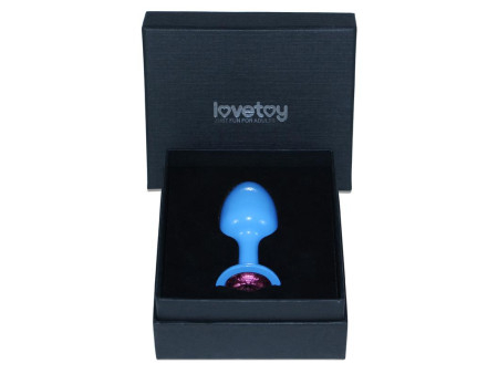 Plug Anal de Metal Azul Rosebud con Joya Rosa Plug Anal de Metal Azul Rosebud con Joya Rosa