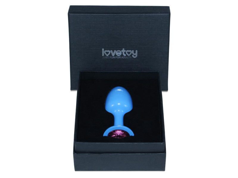 Plug Anal de Metal Azul Rosebud con Joya Rosa