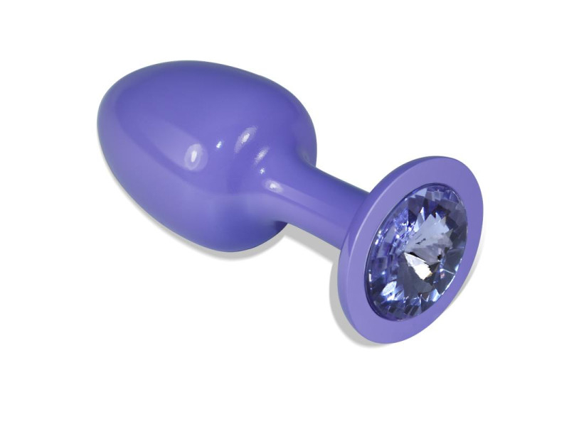 Plug Anal de Metal Purpura Rosebud con Joya Azul Plug Anal de Metal Purpura Rosebud con Joya Azul