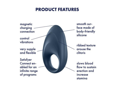 Mighty One Anillo Vibrador con APP Azul