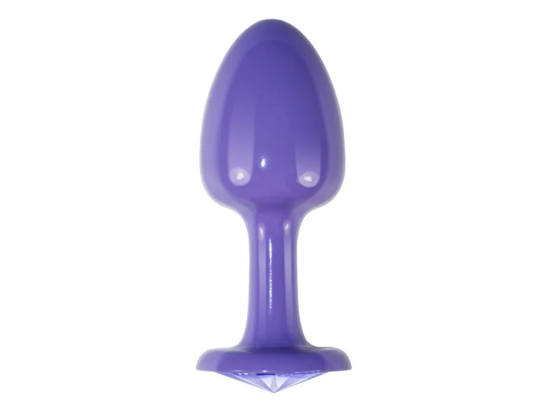 Plug Anal de Metal Purpura Rosebud con Joya Azul