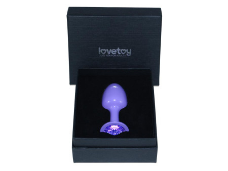 Plug Anal de Metal Purpura Rosebud con Joya Azul Plug Anal de Metal Purpura Rosebud con Joya Azul