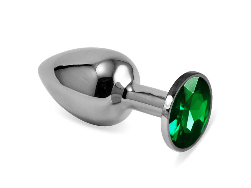 Plug Anal Plateado Rosebud Classic con Joya Verde Talla S