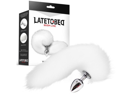 Plug Anal Metal con Cola de Zorro Sedoso 40 cm Blanco Plug Anal Metal con Cola de Zorro Sedoso 40 cm Blanco