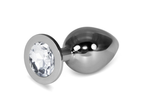Plug Anal Metal RoseBud Classic con Joya Transparente Talla L Plug Anal Metal RoseBud Classic con Joya Transparente Talla L