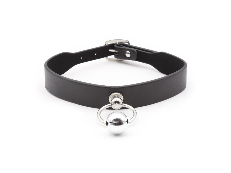 Collar con Aro y Cascabel Negro