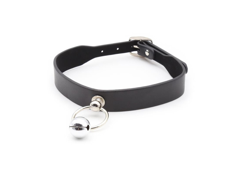 Collar con Aro y Cascabel Negro