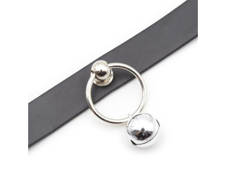 Collar con Aro y Cascabel Negro