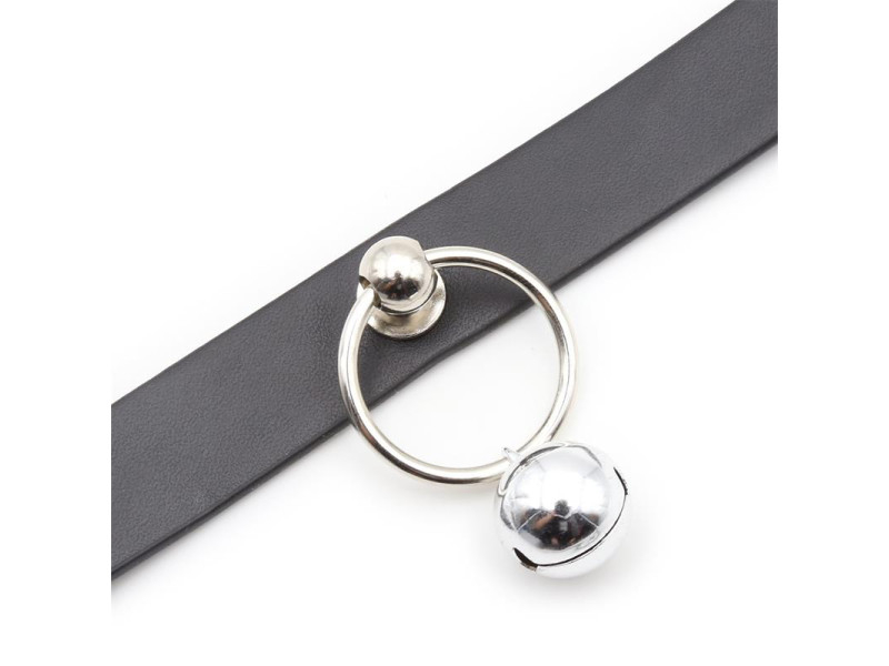 Collar con Aro y Cascabel Negro