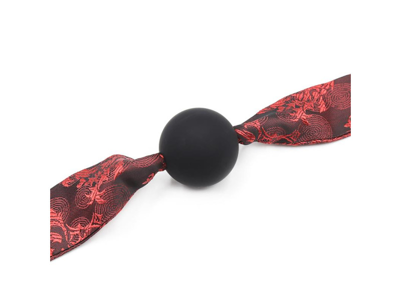 Mordaza de Bola Lisa Silicona Negro Rojo