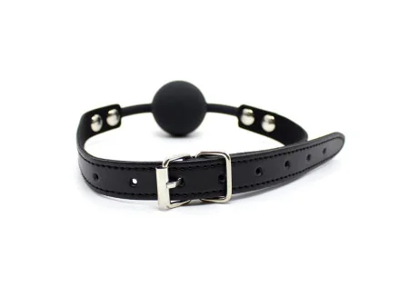 Mordaza de Bola Lisa de Silicona 4 cm Ajustable Negro