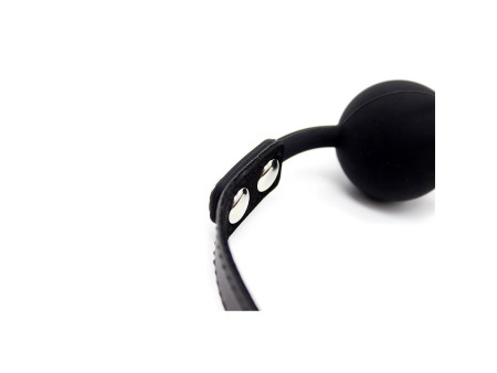 Mordaza de Bola Lisa de Silicona 4 cm Ajustable Negro