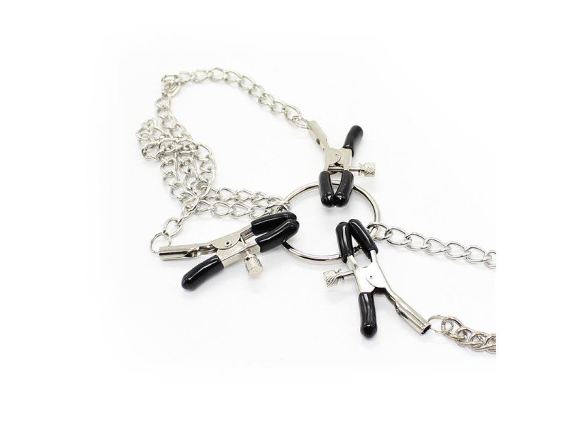 Pinzas para Pezones y Clitoris con Cadena Metal