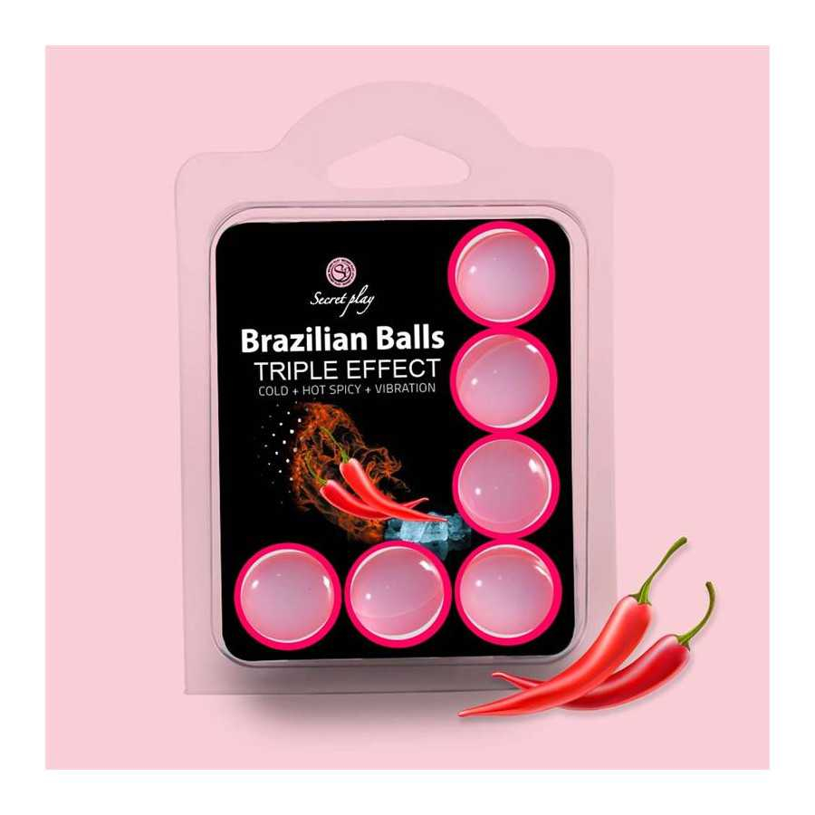 Set 6 Brazilian Balls Triple Efecto Calor Frio y Vibracion