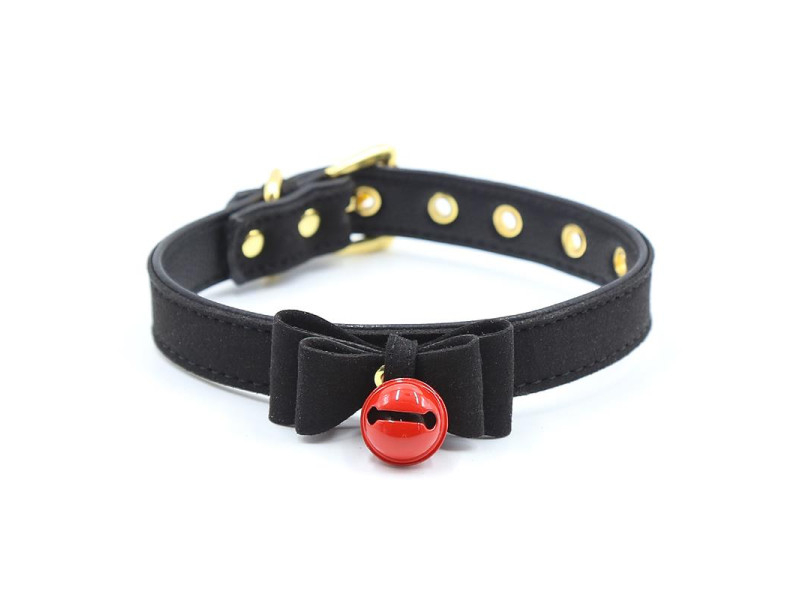 Collar con Lazo y Cascabel 44 cm Negro Rojo