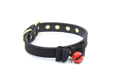 Collar con Lazo y Cascabel 44 cm Negro Rojo