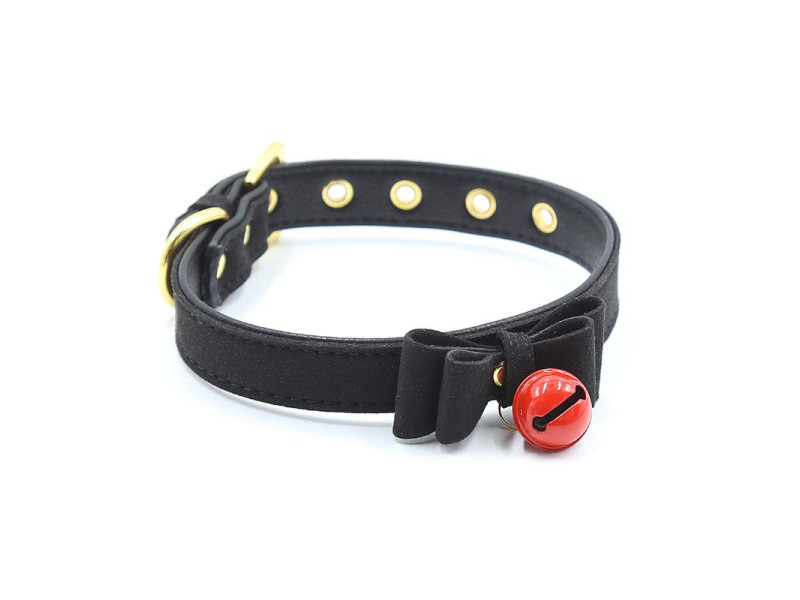 Collar con Lazo y Cascabel 44 cm Negro Rojo