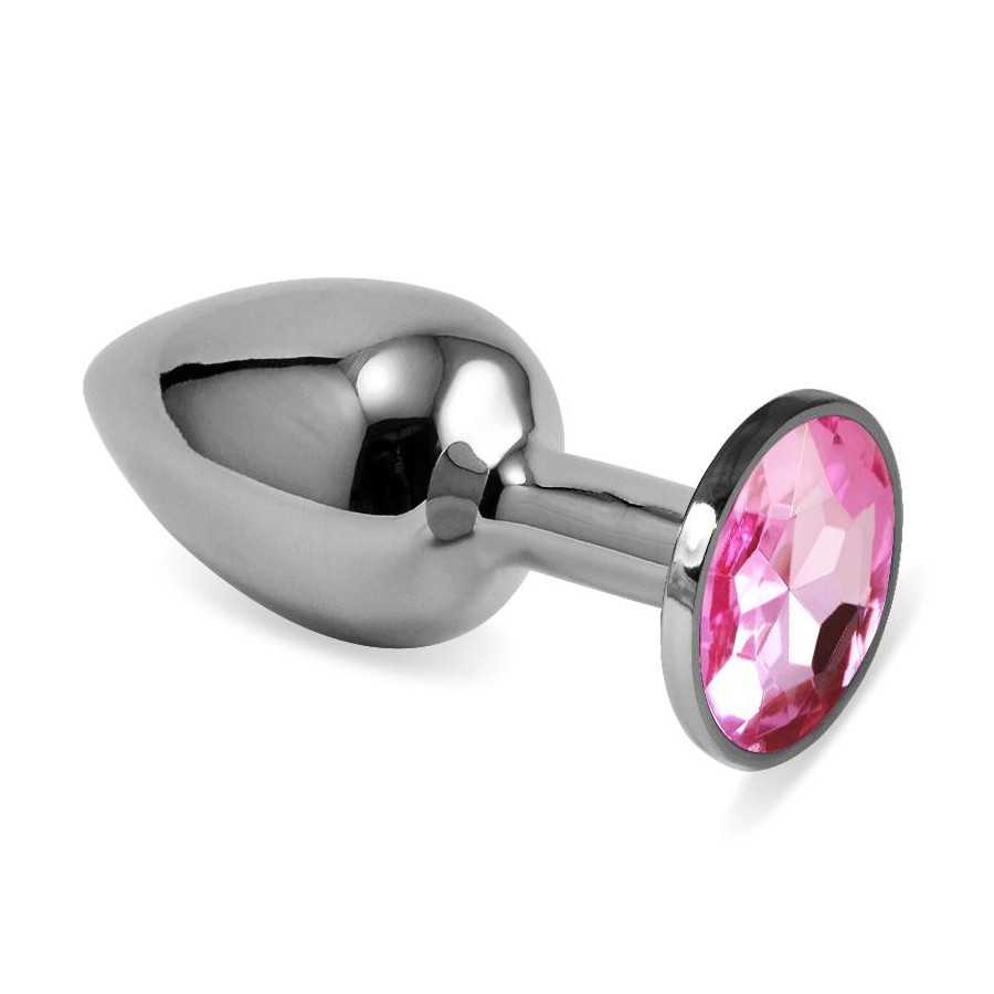 Plug Anal Plateado Rosebud Classic con Joya Rosa Talla S